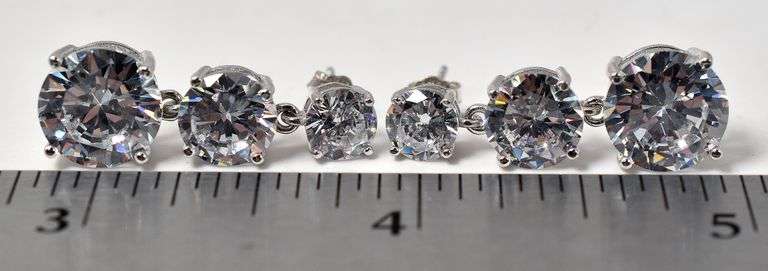 CZ Gemstone Dangle Earrings in Sterling Silver