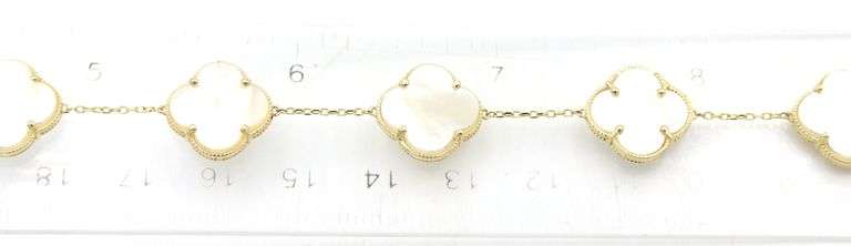 Lovely 14K Yellow Gold 5 Motif Mother of Pearl Bracelet