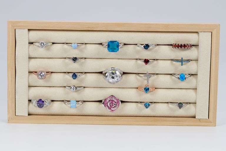 Sterling Silver .925 Ring Lot of 20 RIngs Various Sizes and Styles