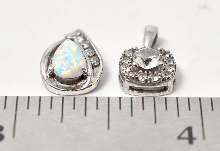Opal and CZ Pendant Set in Sterling Silver