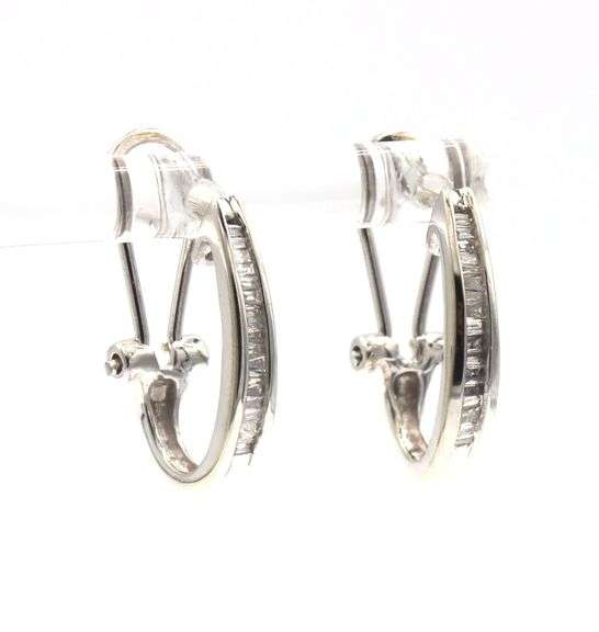 10kt White gold 0.35ctw baguette diamond hoop earrings