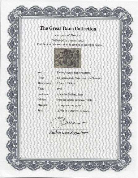 Limited Edition Pierre-Auguste Renoir (After) Original Heliogravure 1919