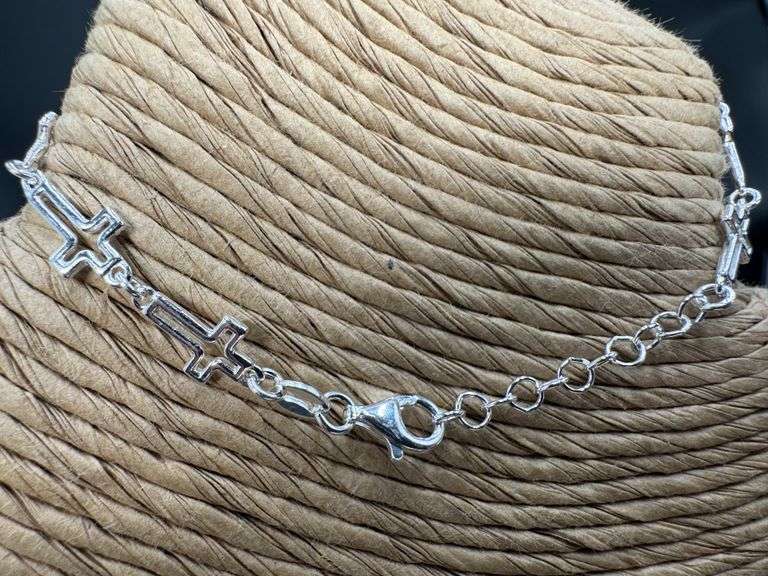 925 Sterling Silver Cross Bracelet Religious Jewelry