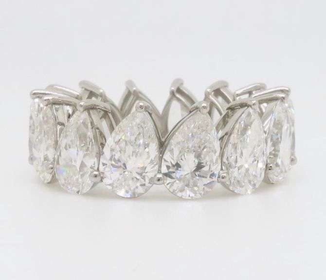 11.53CTW Pear Shaped Diamond Eternity Band in Platinum