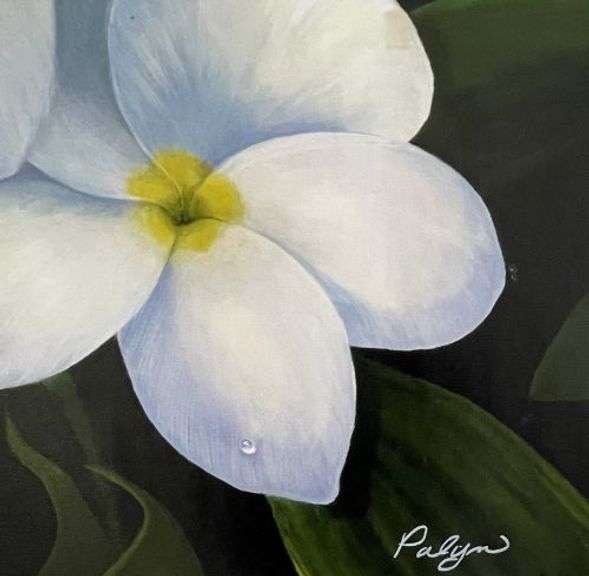 Signed Artist Proof on Canvas Titled Plumeria by Palyn