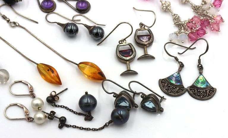 Group lot of vintage 925 sterling silver earrings