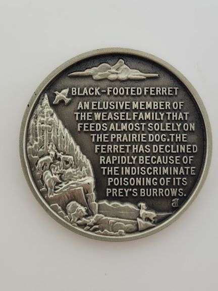 Black Footed Ferret, Sterling Silver Medal