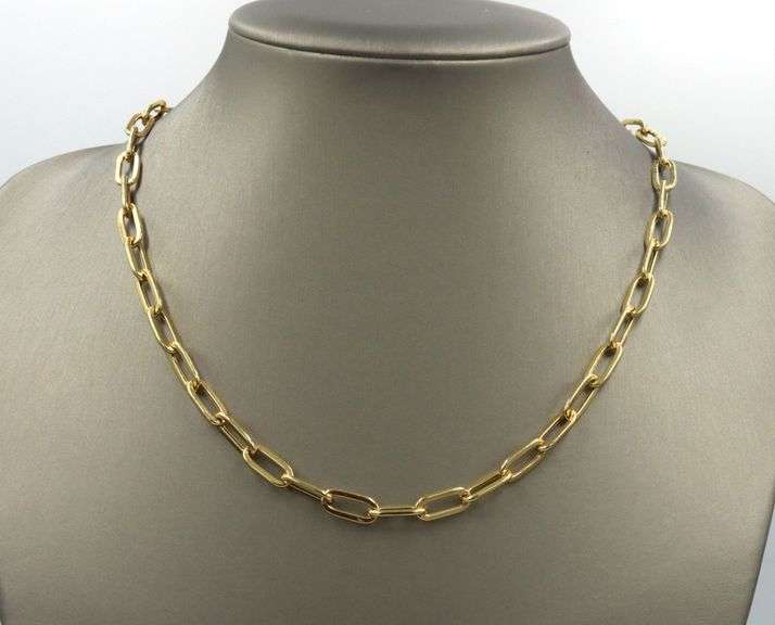 18kt Yellow gold paper clip chain necklace
