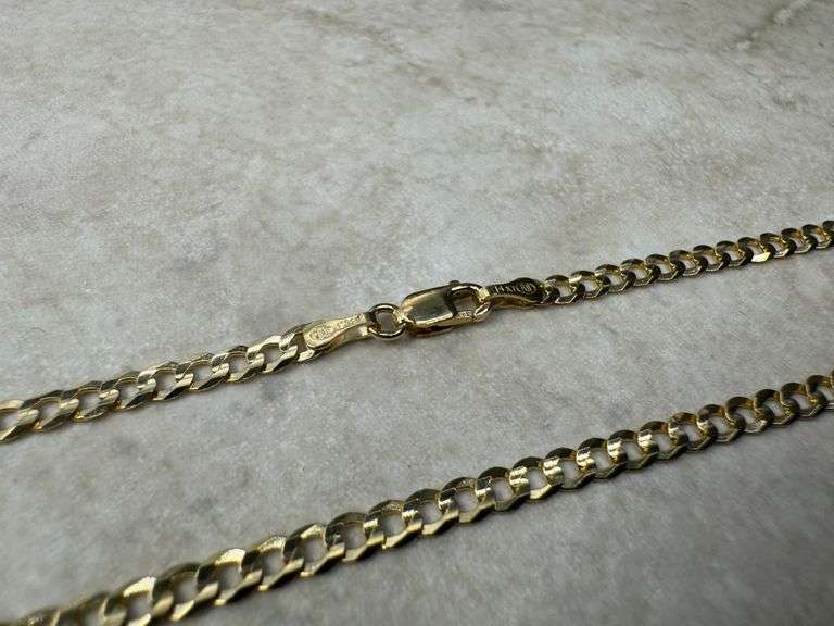 14k Yellow Gold Solid Curb Chain 3mm Link Necklace 24"