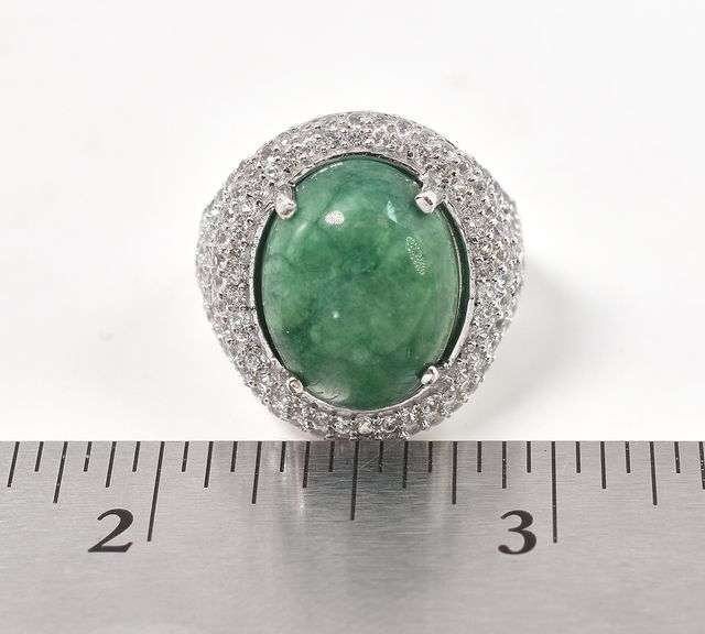 Stunning 10.00CTS Oval Cabochon-Cut Natural Emerald & Sapphire Gemstone Ring in Sterling Silver