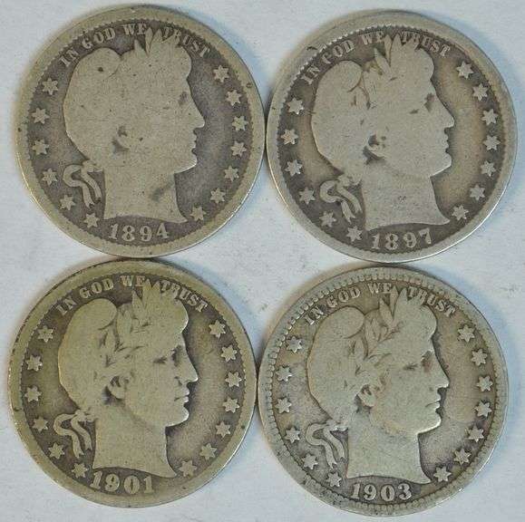 1894, 1897-O, 1901-O, & 1903-O Barber Quarters