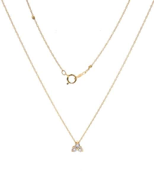 14kt Yellow gold 0.20ctw 3 diamond pyramid pendant on chain