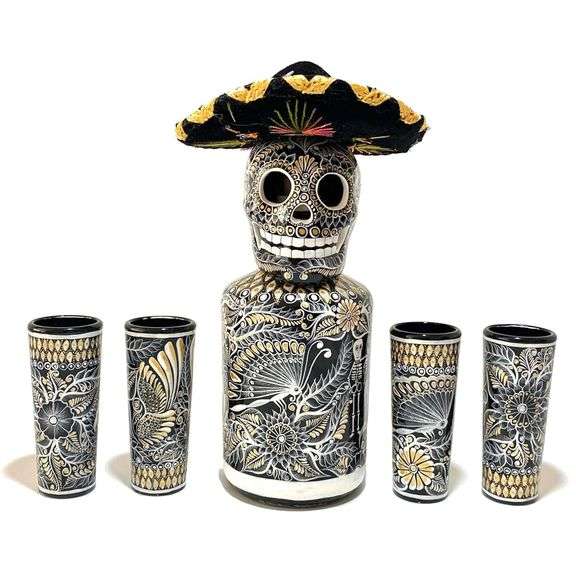 Hand-Painted Tequila Decanter Set