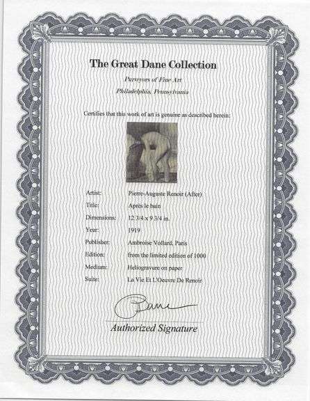 Limited Edition Pierre-Auguste Renoir (After) Original Heliogravure 1919
