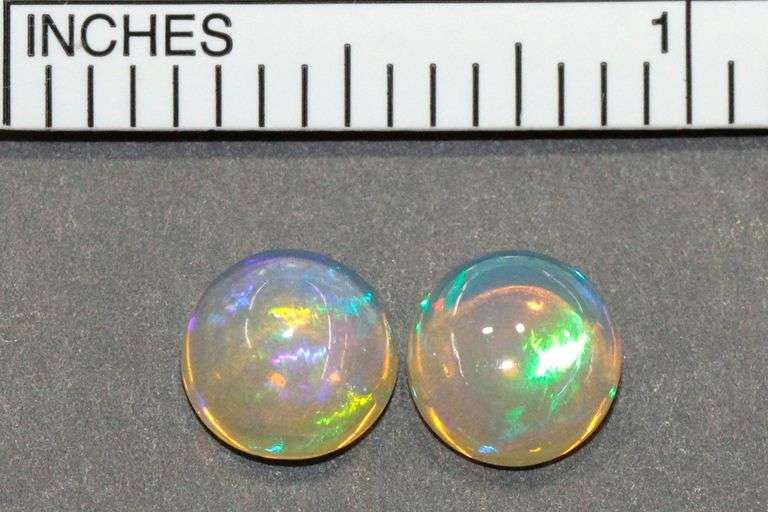 Iridescent Pair of Natural Opal Cabochons