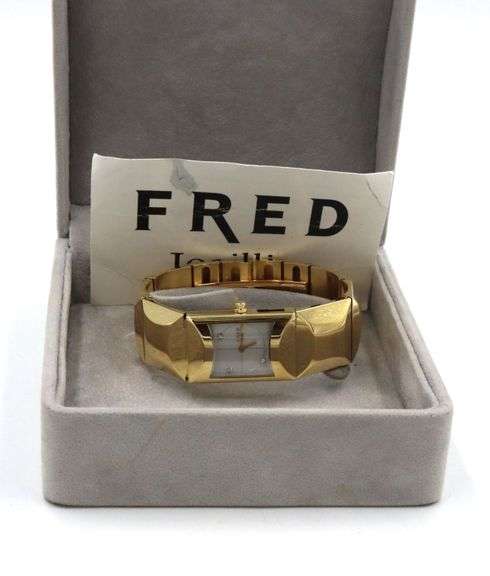 Fred CUT mother of pearl diamond dial watch