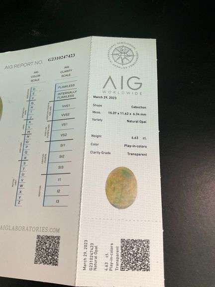 CERTIFIED 4.63 CARATS NATURAL OPAL