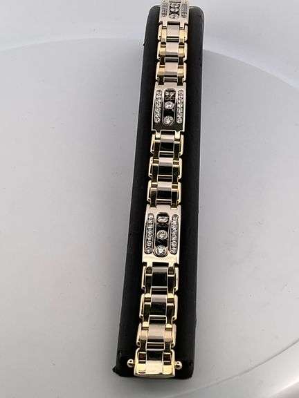 MEN'S CERTIFIED BRAND NEW 14K YELLOW AND WHITE GOLD DIAMOND BRACELET