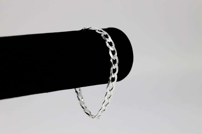 Men's 7.9mm Solid .925 Sterling Silver Flat Curb Chain Link Italy Bracelet 8" inch