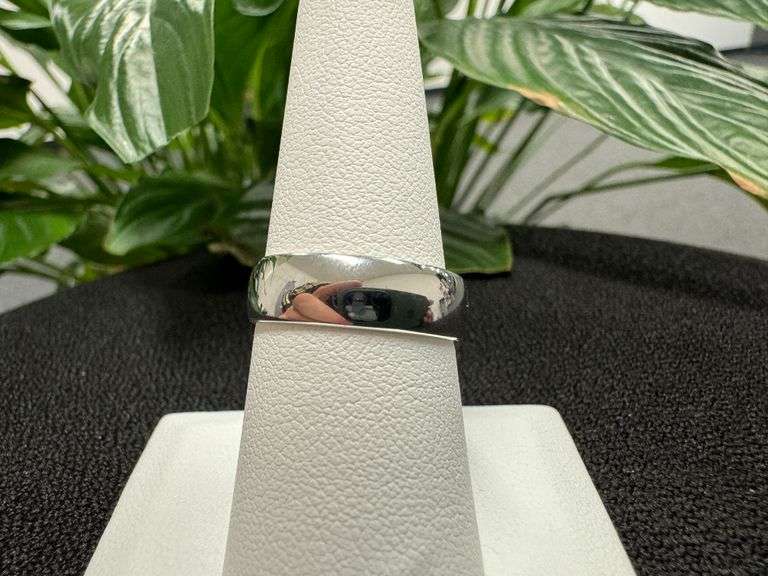 10k White Solid Gold 6mm Domed Plain Men's Women's Wedding Band Size 11