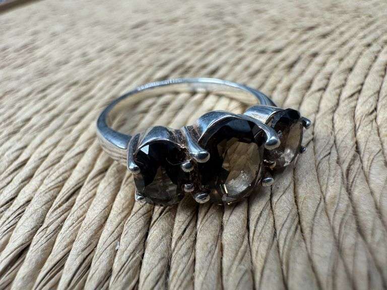 Sterling Silver Smoky Quartz Gemstone Ring Size 10