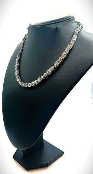 Huge Sparkling 61.5 Ctw Ice White 61 Count Lab Simulated Diamond Tennis Necklace