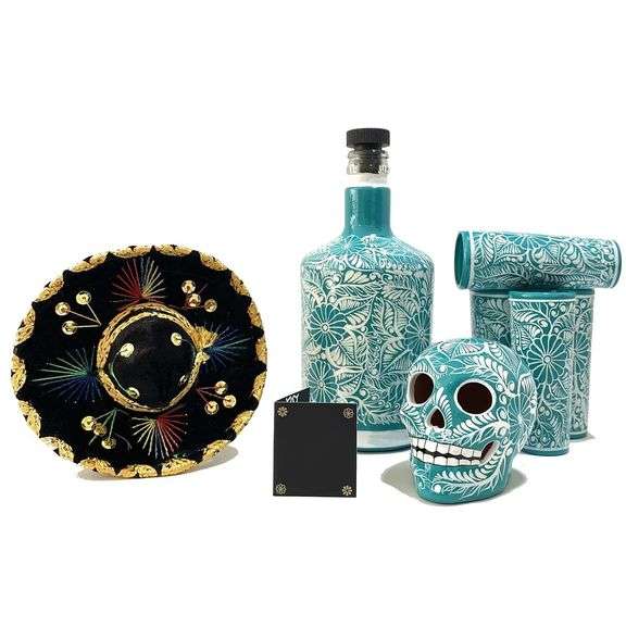 Hand-Painted Tequila Decanter Set