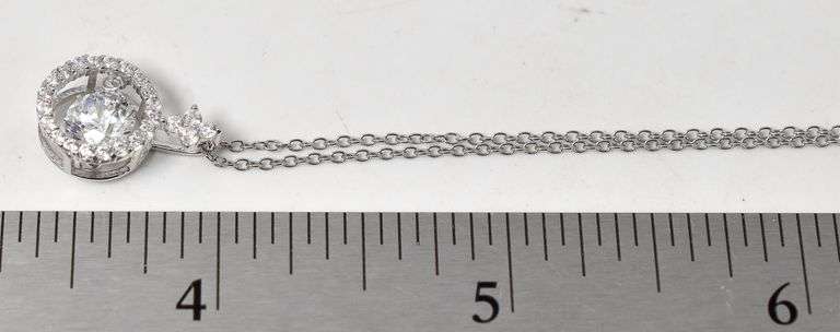 CZ Gemstone Pendant Necklace in Sterling Silver