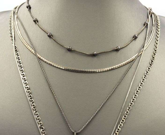 Vintage 925 sterling silver group lot of 6 vintage 925 sterling silver necklaces