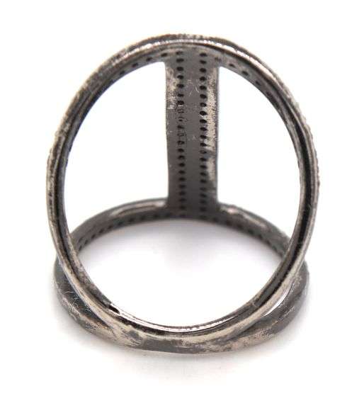 925 Sterling silver black rhodium diamond fancy ring