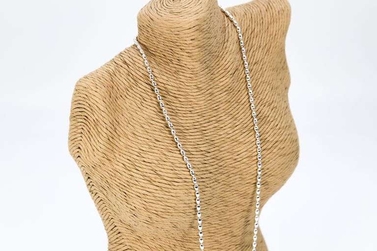 Sterling Silver Italian Oval Ball Bead Chain 3mm 925 Italy Dog Tag Necklace 24"