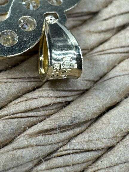 10k Yellow Gold Love Heart with Clear CZs Pendant Classic Charm