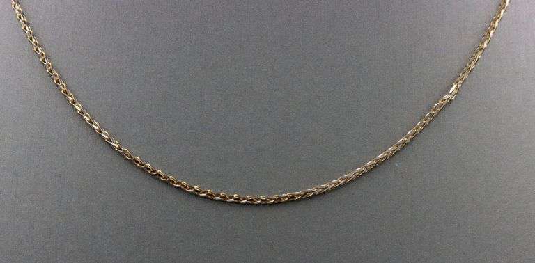 14kt 2-tone diamond cut wheat chain necklace
