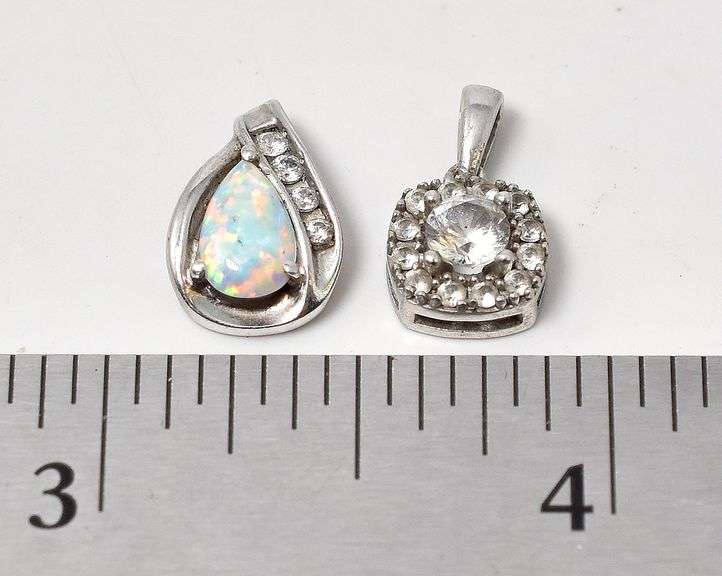 Opal and CZ Pendant Set in Sterling Silver