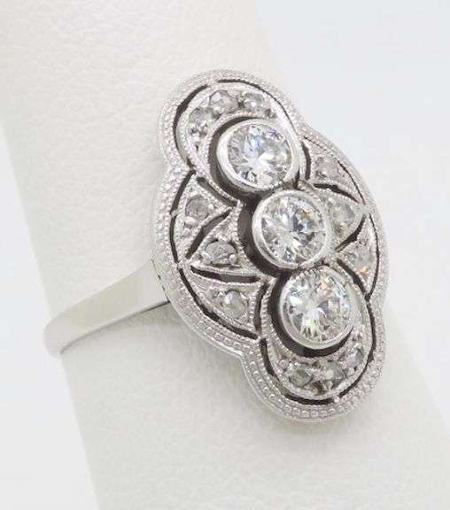 Vintage Diamond Three Stone Ring Crafted in White Gold
