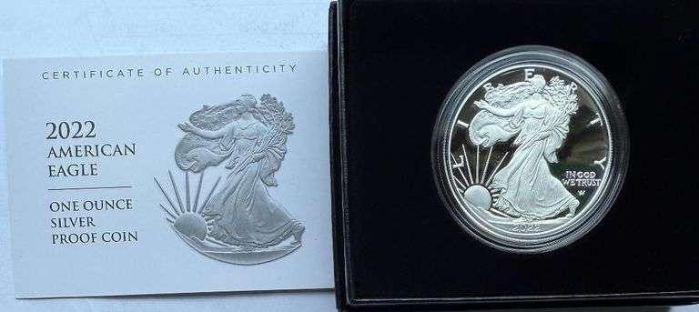 2022 W  Proof Silver Eagle With Box & Paper