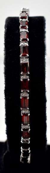 Red Garnet Tennis Bracelet in Sterling Silver