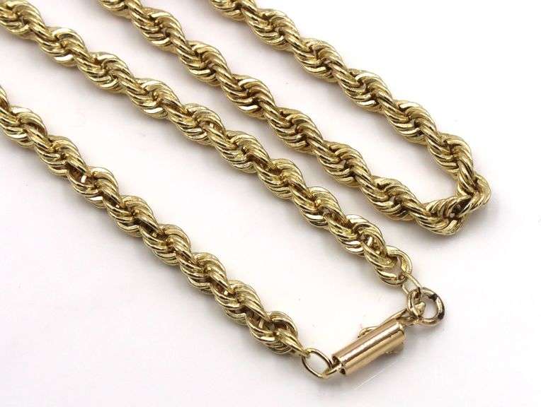 14KT Yellow gold rope chain necklace