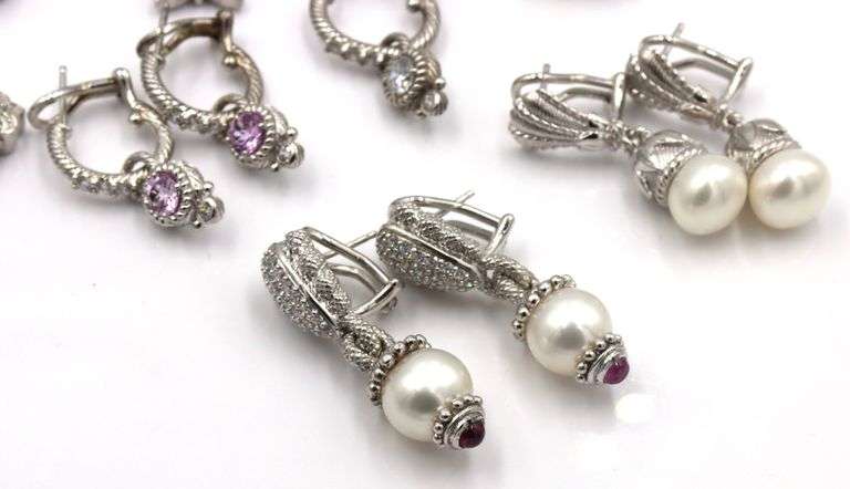 Lot of Judith Ripka 925 sterling silver earrings and charms