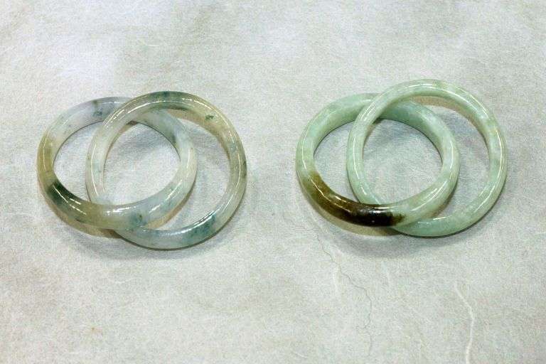 Type-A Jadeite Intertwined Rings - Lot of 2