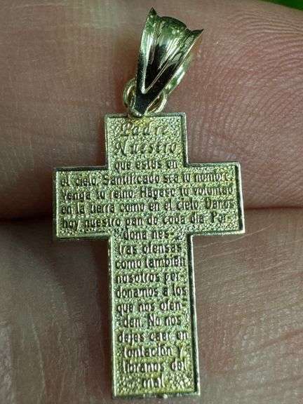 10k Yellow Gold Diamond Cut Christian Cross Pendant Religious Charm
