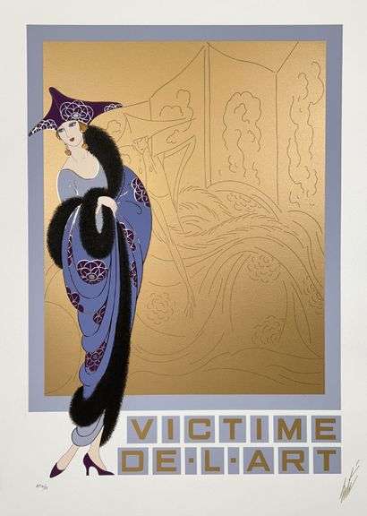 Rare Erte Original Embossed Serigraph With Foil Stamping