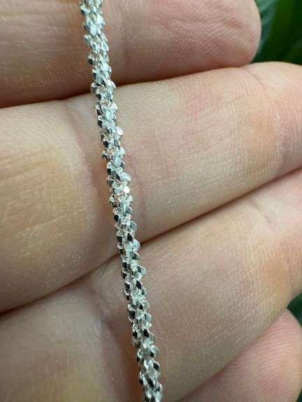 Italian 925 Sterling Silver 2.5mm Diamond Cut Margarita Chain 18" Necklace
