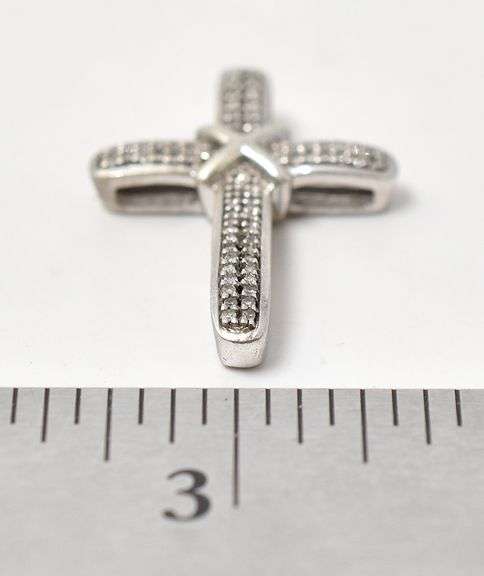 Diamond Cross Pendant in Sterling Silver