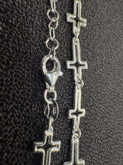925 Sterling Silver Cross Bracelet Religious Jewelry