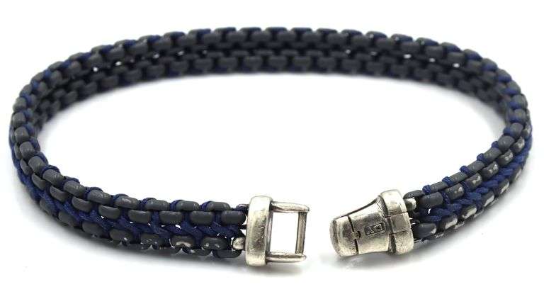 David Yurman woven box chain blue navy bracelet