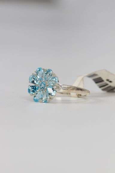 Sterling Silver Natural Blue Topaz Gemstone Ring