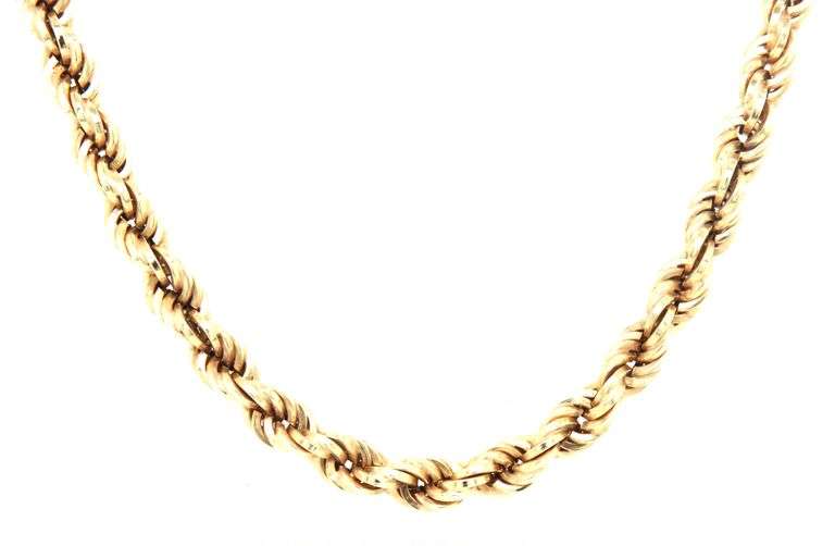 14kt Yellow gold rope chain necklace