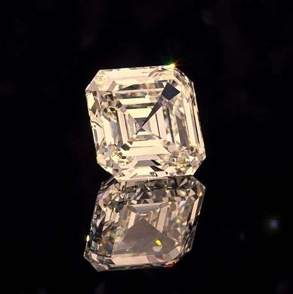 Huge 5.75 Ct  Amber Ice Asscher Cut Fire Moissanite Solitaire