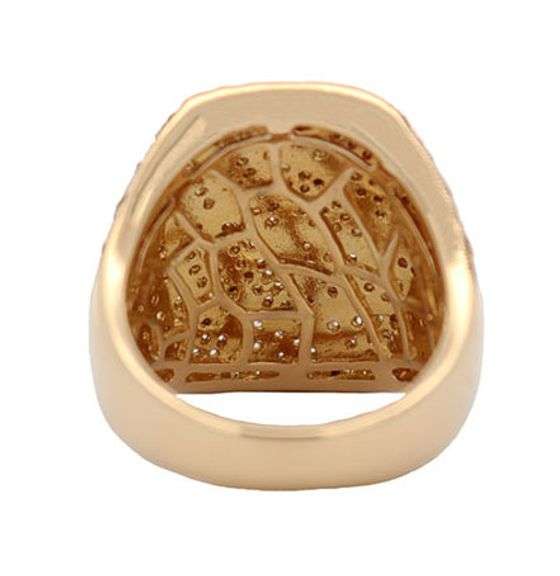 2.20ctw Pave Diamond Camo Style Two Tone Statement Ring in 18K